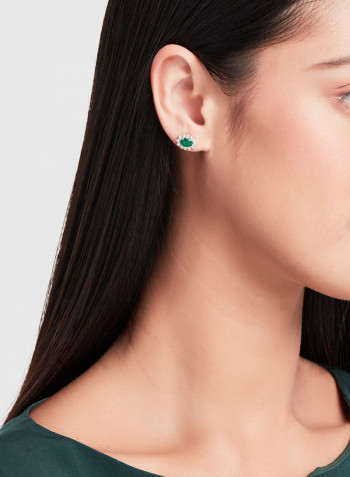 18K Gold Diamond & Emerald Studded Earrings