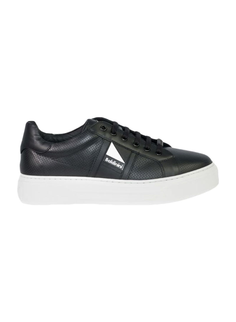 Calfskin Lace-up Sneakers Black/White