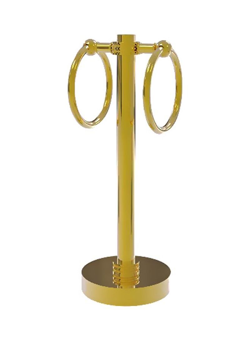 2-Ring Vanity Top Dotted Accent Towel Holder Polished Brass 5x12x5inch