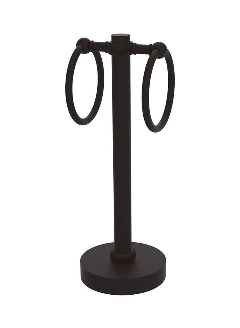 Vanity Top 2-Ring Twisted Towel Holder Oil Rubbed Bronze 5x12x5inch