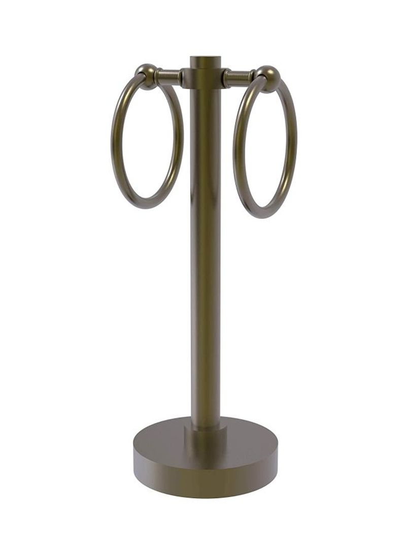 Vanity Top Dual Ring Guest Towel Holder Antique Brass 5x12x5inch