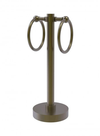 Vanity Top Dual Ring Guest Towel Holder Antique Brass 5x12x5inch