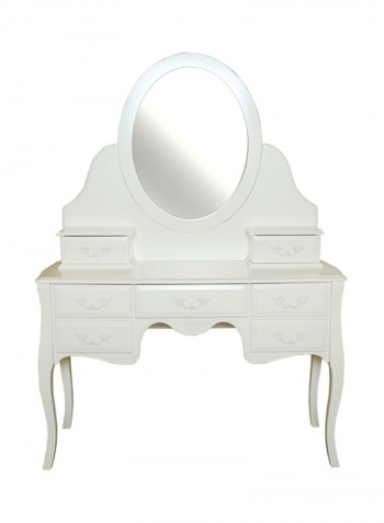 طاولة زينة شارلوت بمرآة أبيض 121.5x193x43سنتيمتر