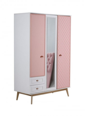 Diana 2-Door Wardrobe With Mirror Pink/White 135x200x65cm