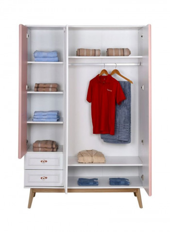 Diana 2-Door Wardrobe With Mirror Pink/White 135x200x65cm