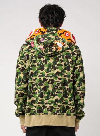 ABC Camo Tiger Full Zip Hoodie Green/Yellow/Black