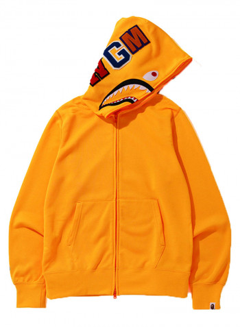 Neon Shark Full Zip Hoodie Orange