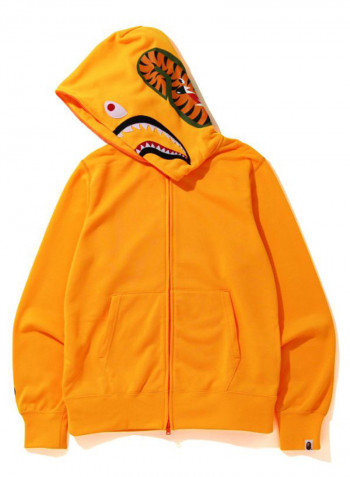 Neon Shark Full Zip Hoodie Orange