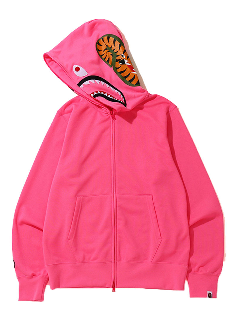 Neon Shark Full Zip Hoodie Pink
