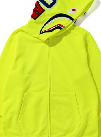 Neon Shark Full Zip Hoodie Yellow