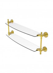 Retro Wave Collection Two Tiered Glass Shelf Gold/Clear 24inch
