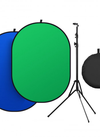 2-In-1 Studio Collapsible Background Panel Photography Backdrop 1.5 x 2meter Black/Green