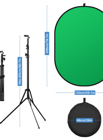 2-In-1 Studio Collapsible Background Panel Photography Backdrop 1.5 x 2meter Black/Green