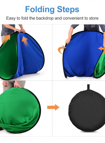 2-In-1 Studio Collapsible Background Panel Photography Backdrop 1.5 x 2meter Black/Green