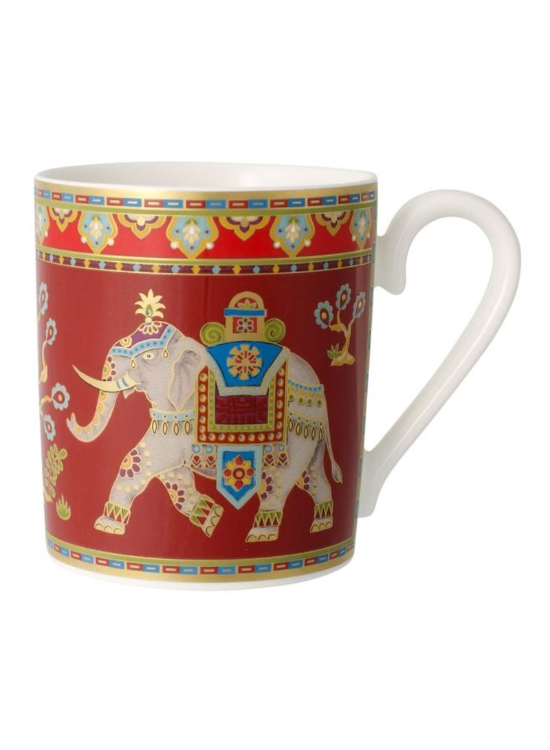 6-Piece Samarkand Rubin Printed Porcelain Mug Set Red/White/Yellow 2.1L