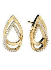 18K Gold Exquisite Design Pear Shape Diamond Stud Earring
