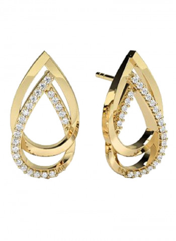 18K Gold Exquisite Design Pear Shape Diamond Stud Earring