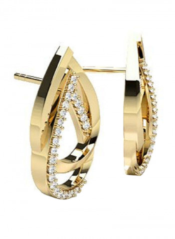 18K Gold Exquisite Design Pear Shape Diamond Stud Earring