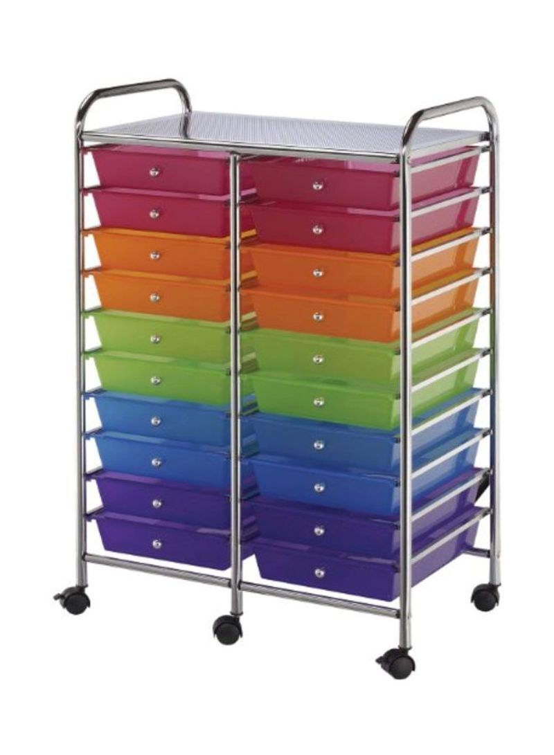 20-Drawer Interlocking Tubular Steel Storage Cart Multicolour