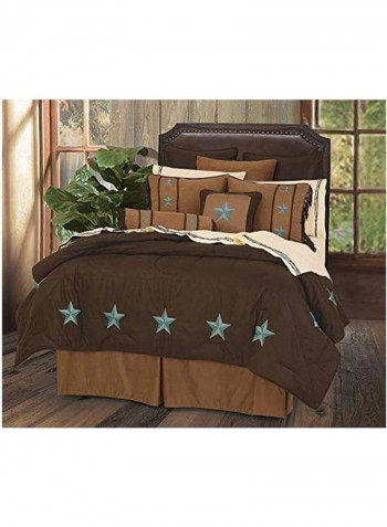 6-Piece Lao Western Star Comforter Set Cotton Brown/Blue Full