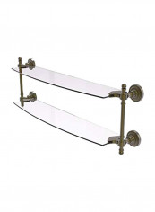 Retro-Dot Collection Wall Mounted Two Tiered Glass Shelf Gold/Clear 24inch