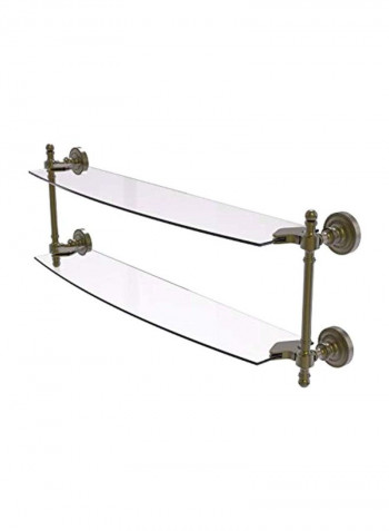 Retro-Dot Collection Wall Mounted Two Tiered Glass Shelf Gold/Clear 24inch
