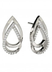 18K White Gold Exquisite Design Pear Shape Diamond Stud Earring