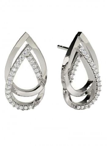 18K White Gold Exquisite Design Pear Shape Diamond Stud Earring