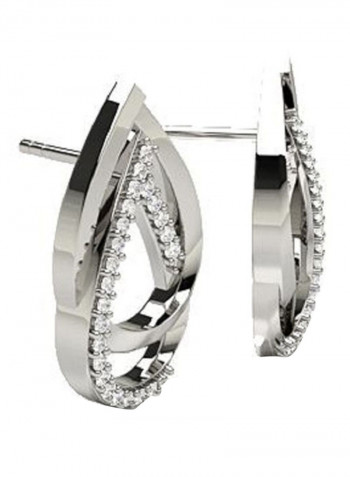 18K White Gold Exquisite Design Pear Shape Diamond Stud Earring