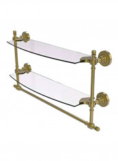 2-Tier Retro Dot Collection Towel Bar Glass Shelf Clear/Gold 18inch