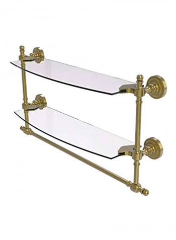 2-Tier Retro Dot Collection Towel Bar Glass Shelf Clear/Gold 18inch