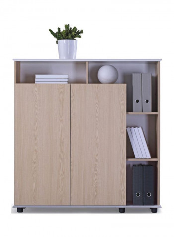 Wooden Storage Cabinet White/Beige 1200x400x1230millimeter