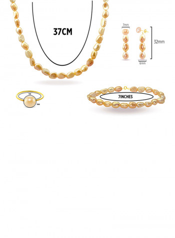 4-Piece 18 Karat Pearls Strand Jewellery Set