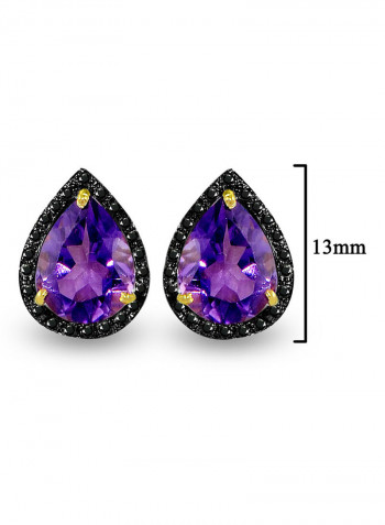 18 Karat Gold 0.24 ct Diamonds Amethyst Teardrop Earrings