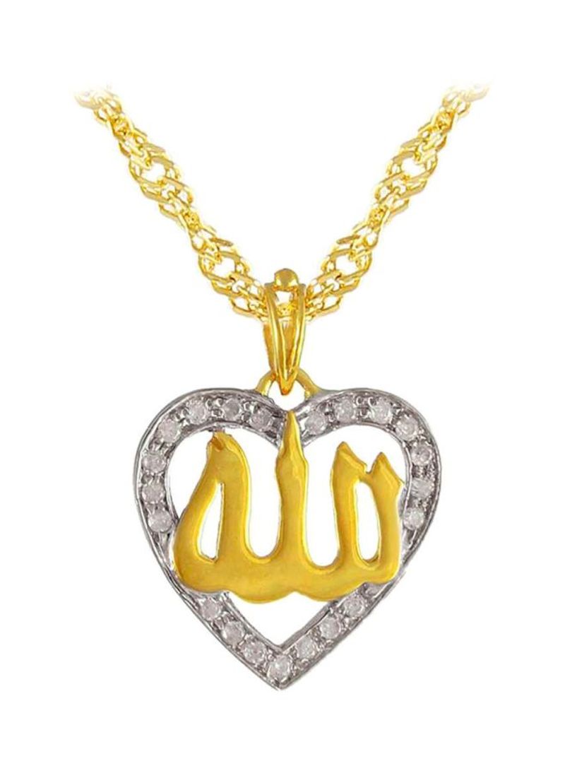 18 Karat Gold Diamonds 3D Heart Necklace