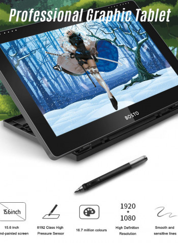 16HDT Portable LCD Graphics Drawing Tablet 15.6inch Black