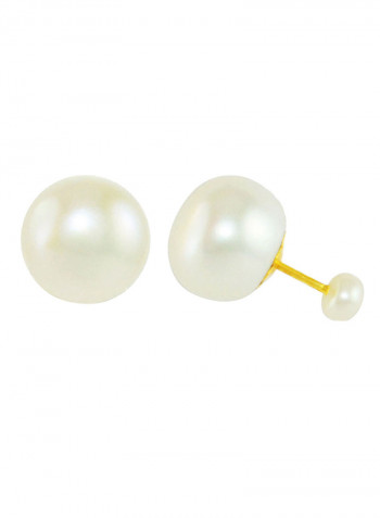 18K Gold Double Sided Pearl Earrings
