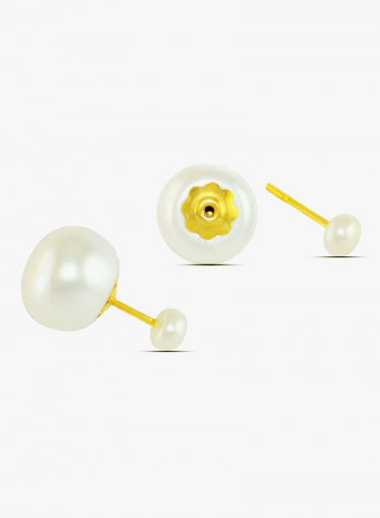 18K Gold Double Sided Pearl Earrings