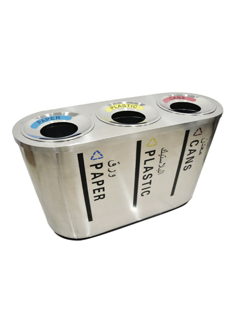 Metal Recycling Trash Bin Metallic Silver 180L