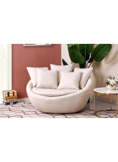 Audrey Round 2-Seater Sofa With 6-Cushions Beige 119x132cm