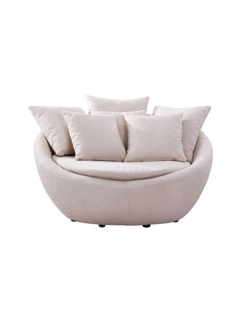 Audrey Round 2-Seater Sofa With 6-Cushions Beige 119x132cm