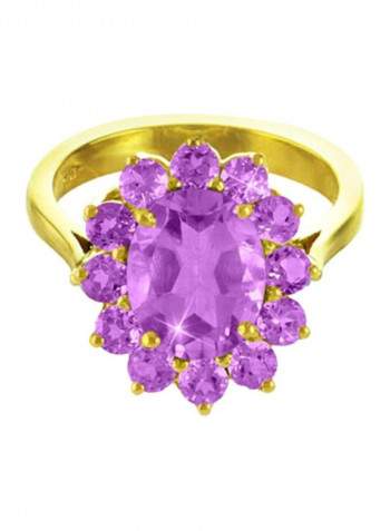 18 Karat Solid Gold Genuine Amethyst Ring