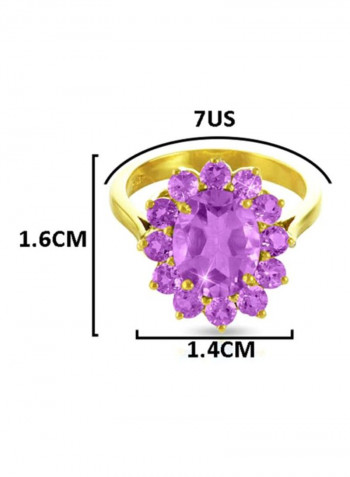 18 Karat Solid Gold Genuine Amethyst Ring