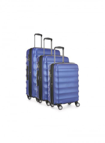 3-Piece Antler Juno Metallic Suitcase Set Blue