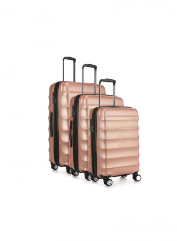 3-Piece Antler Juno Metallic Suitcase Set Rose Gold