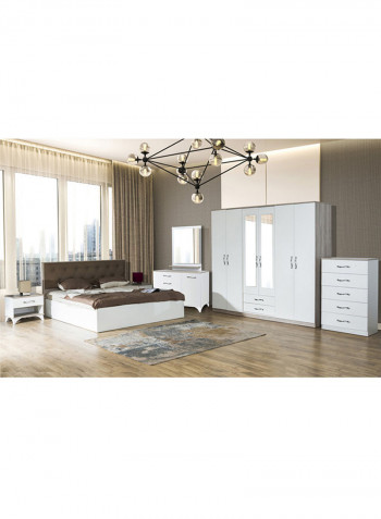6-Door Wardrobe With 2-Drawer And 2-Mirror White