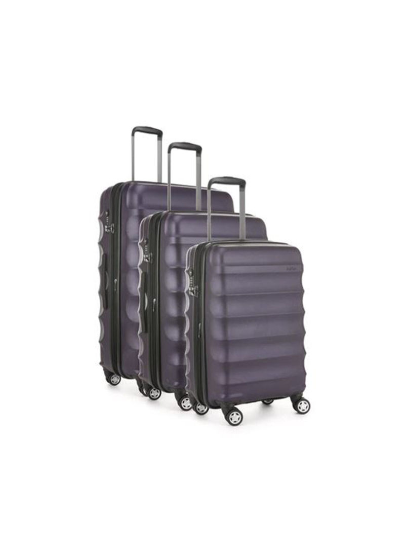 3-Piece Antler Juno Metallic Suitcase Set Purple