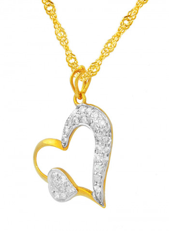 18 Karat Gold 0.28Ct Diamond Studded Heart Necklace