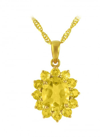 18 Karat Gold Citrine Studded Pendant Necklace