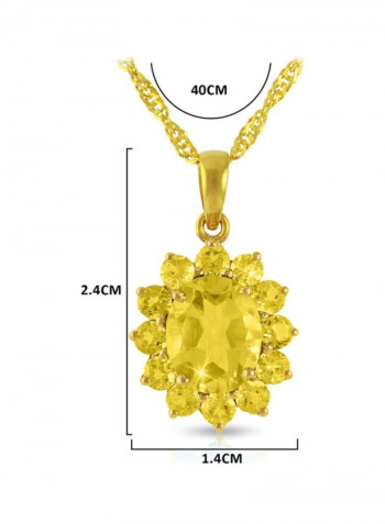 18 Karat Gold Citrine Studded Pendant Necklace